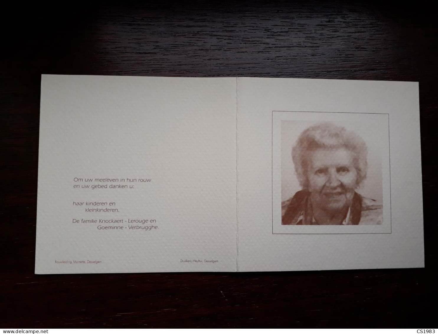 Maria Knockaert ° Desselgem 1916 + Desselgem 2001 X Hilaire Goeminne (Fam: Lerouge - Verbrugghe) - Obituary Notices