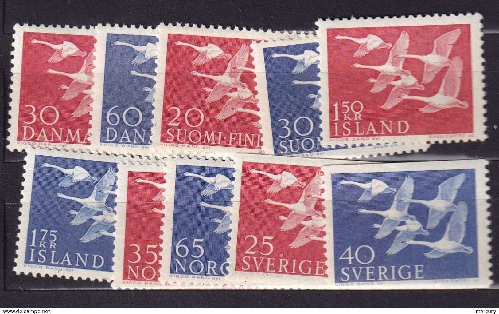 SCANDINAVIE - Les 5 Paires Des 5 Pays Avec Des Cygnes TTB - Cygnes