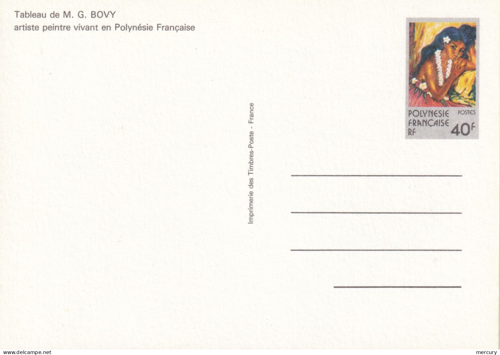 POLYNESIE - Tableau De Bovy - Postal Stationery