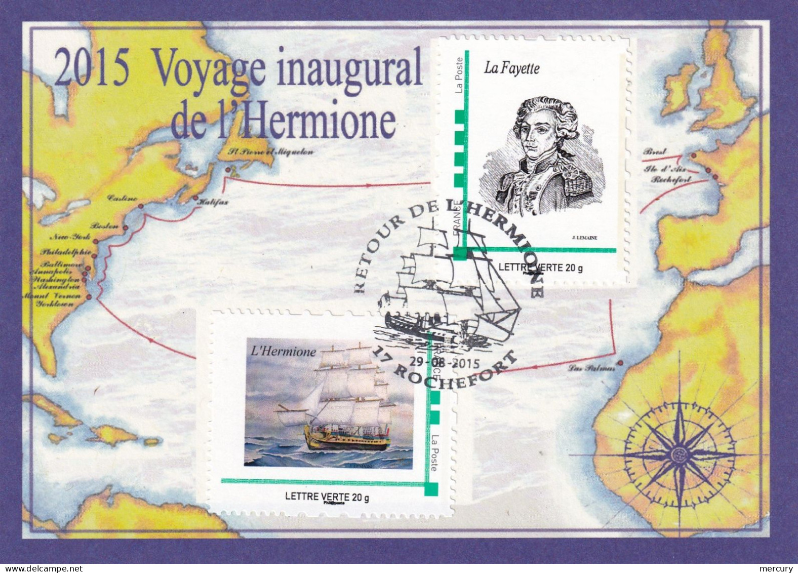 FRANCE - Lot de 12 documents sur la mise à l'eau de la coque de l'Hermione et de son retour - 12 scans