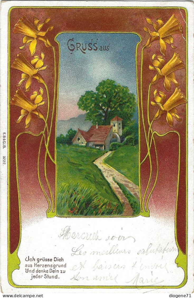 Gruss Aus ... Alsace 1900 Jugendstil Jonquilles E.B. & Ci.B. - Souvenir De...