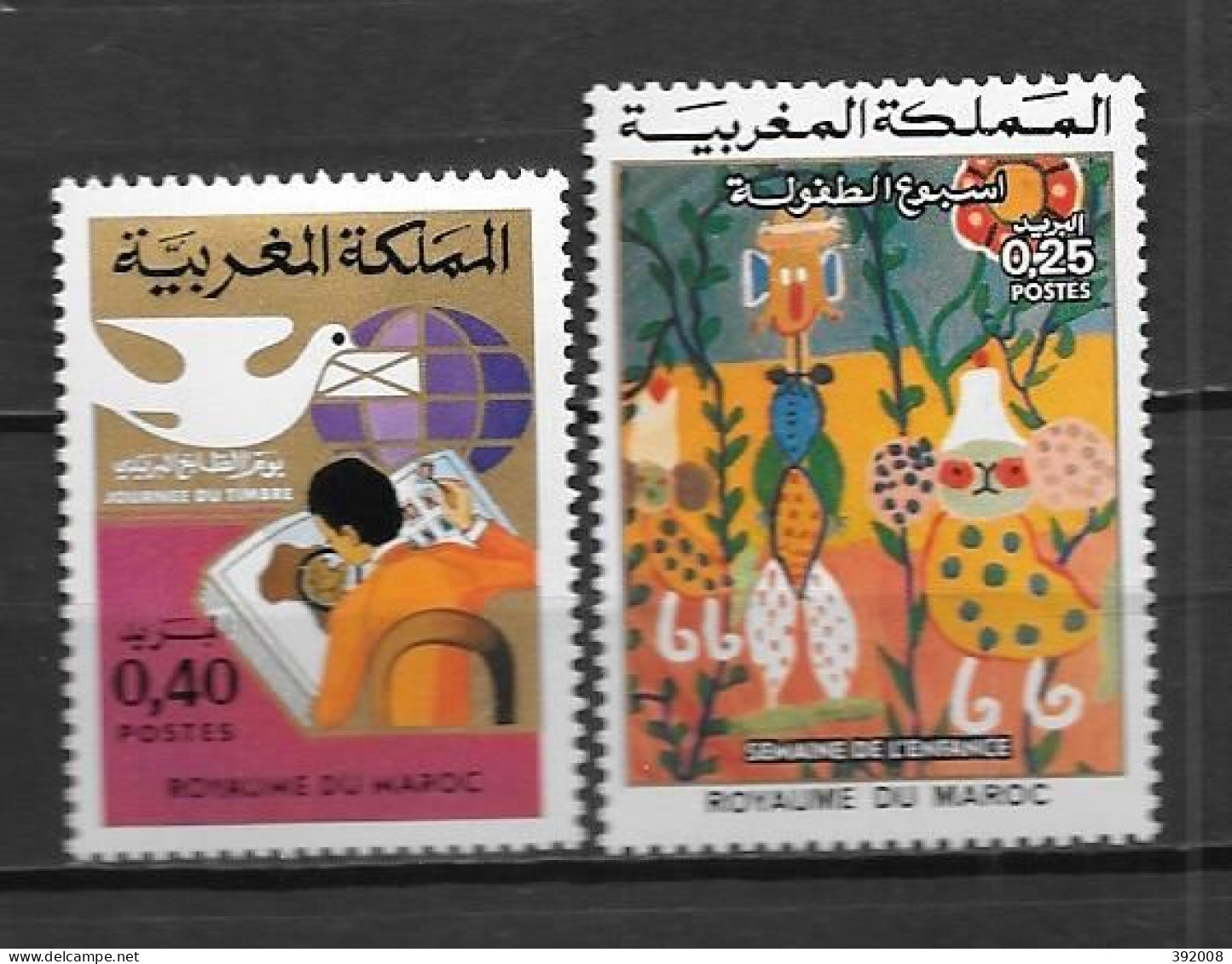 1975 - N° 730 + 732*MH - Journée Du Timbre - Semaine De L'enfance - Marruecos (1956-...)