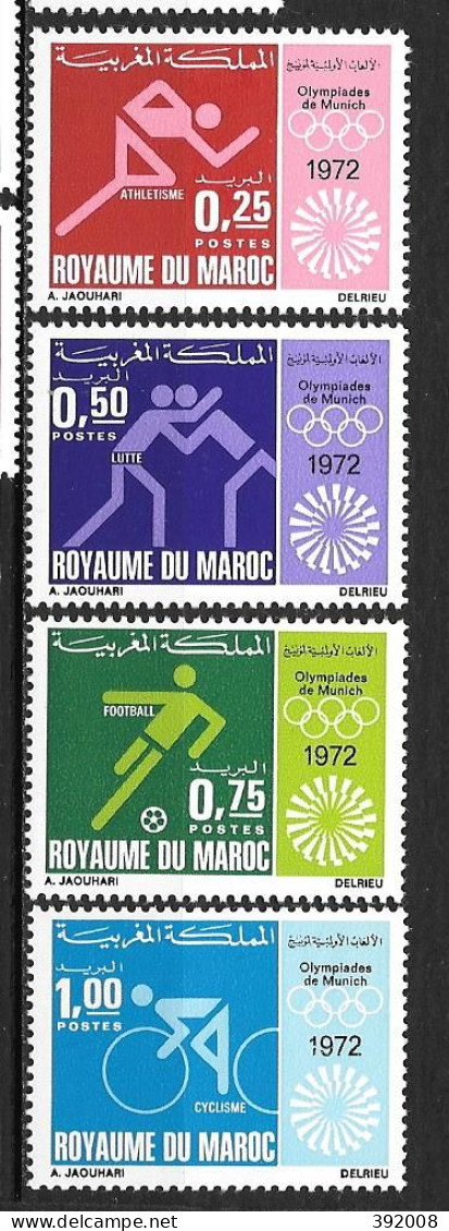 1972 - N° 642 à 645* MH - Jeux Olympiques De Munich - Marocco (1956-...)