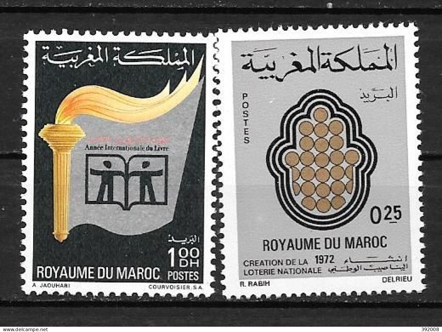 1972 - N° 629 à 630* MH - Année Du Livre - Loterie Nationale - Morocco (1956-...)