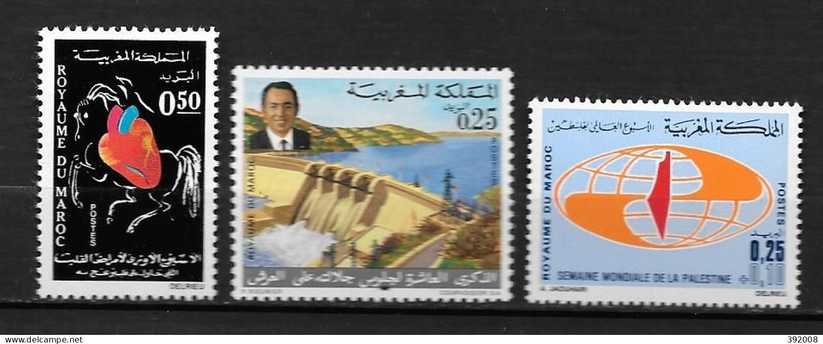 1970 - N° 613 + 614 + 615* MH - Semaine Du Coeur - 10 Ans Couronnement - Palestine - Morocco (1956-...)