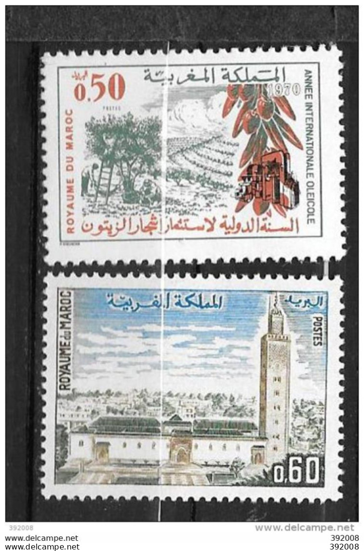 1970 - N° 611 à 612 ** MNH - Année Internationale Oléicole - Mosquée Es Sounna - Marocco (1956-...)
