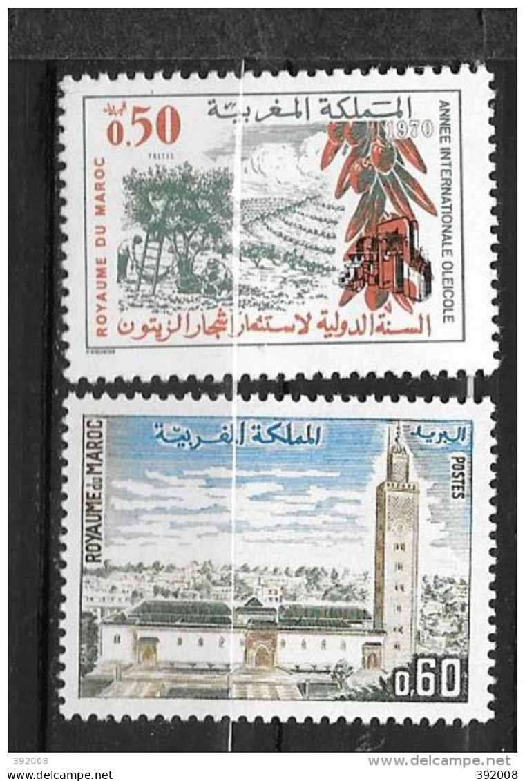 1970 - N° 611 à 612 * MH - Année Internationale Oléicole - Mosquée Es Sounna - Marruecos (1956-...)