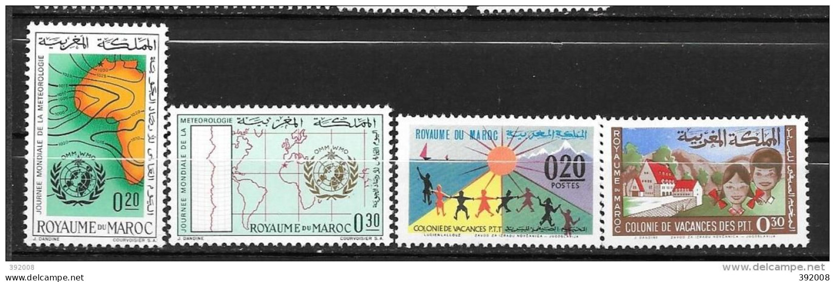 1964 - N° 472 à 475 ** MNH - Journée Mondiale De La Météo -Colonie De Vacances Des PTT - Marokko (1956-...)