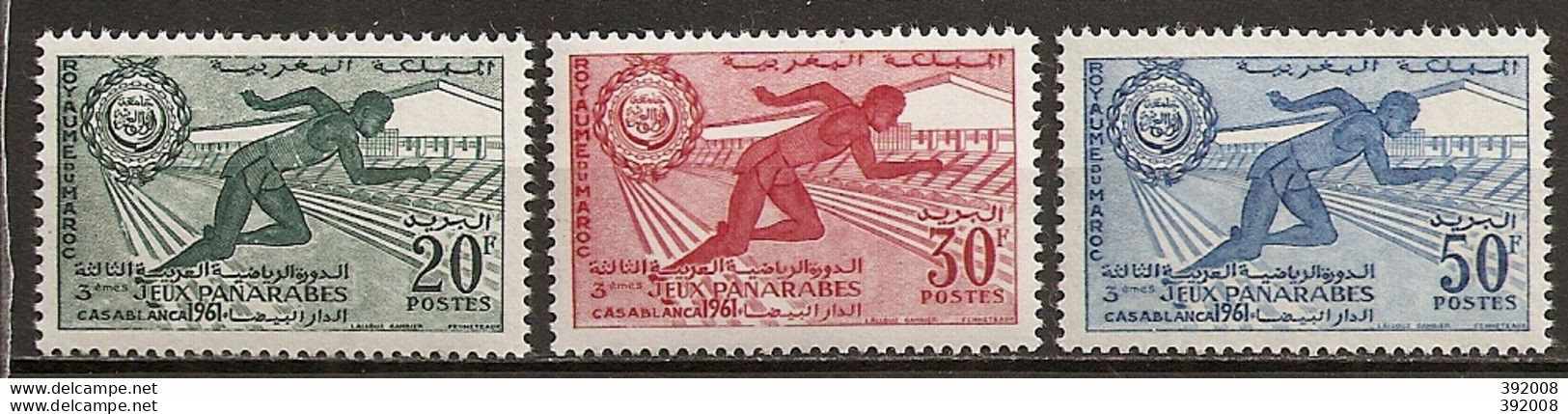 1961 - N° 421 à 423*MH - 3° Jeux Panarabes à Casablanca - Maroc (1956-...)