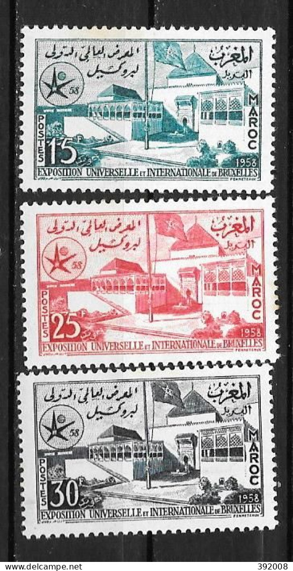 1958 - N° 383 à 385**MNH - Exposition De Bruxelles - Morocco (1956-...)