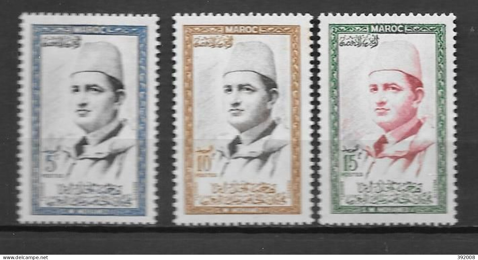 1956 - N° 362 à 364**MNH - Roi Mohammed V - Morocco (1956-...)