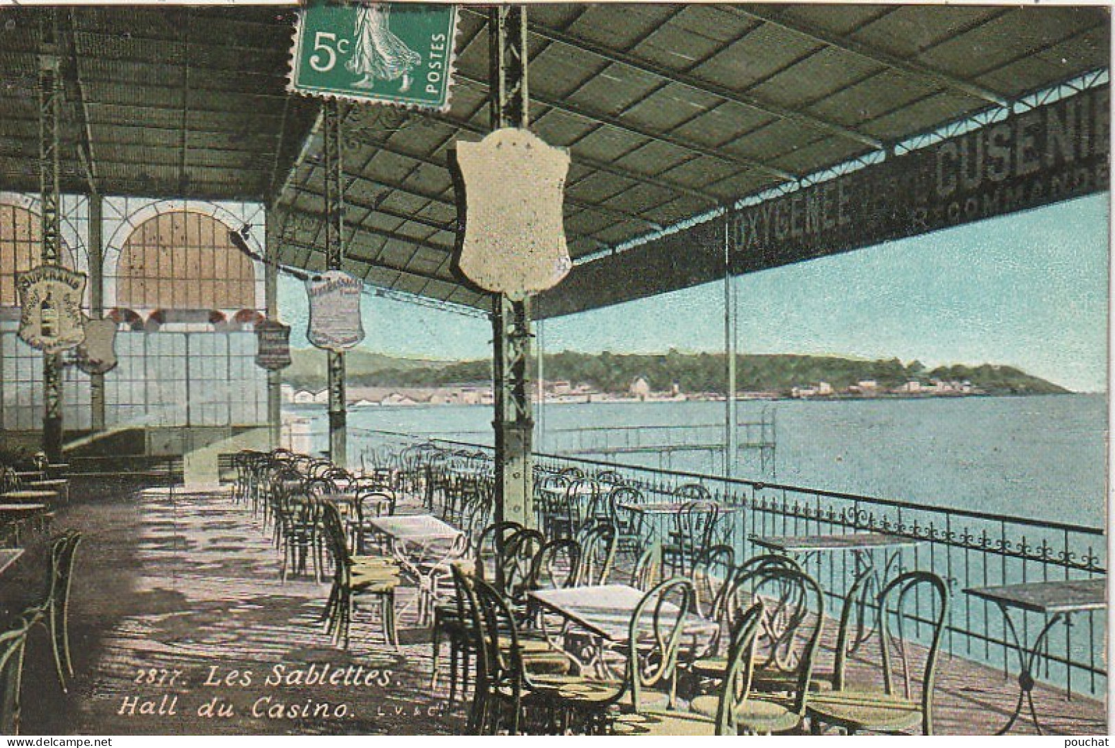 KO 23-(83) LES SABLETTES - HALL DU CASINO - CARTE COLORISEE  - 2 SCANS - Autres & Non Classés