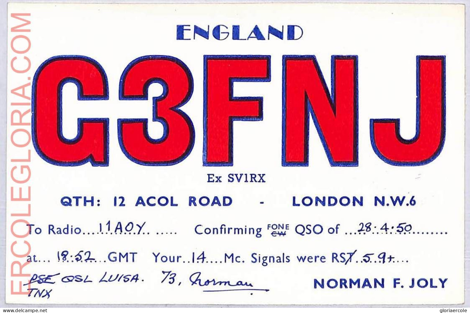 Ad9112 - GREAT BRITAIN - RADIO FREQUENCY CARD - England - London - 1950 - Radio