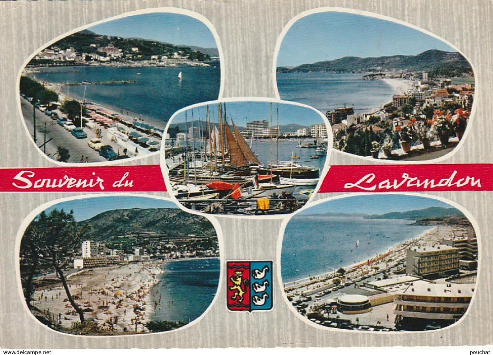 KO 24-(83) SOUVENIR DU LAVANDOU - CARTE MULTIVUES COULEURS - BLASON - 2 SCANS - Le Lavandou