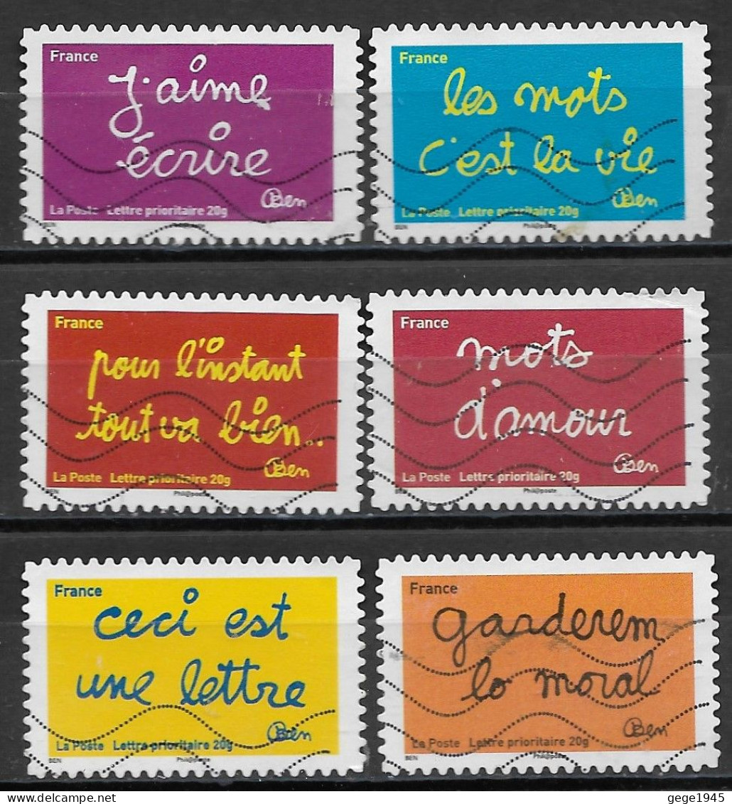 France 2011 Oblitéré Autoadhésif  N° 610 - 611 - 614 - 617 - 618 - 619   -   Sourires Par L'humoriste Ben - Used Stamps