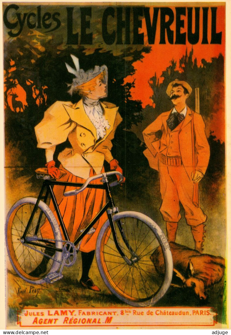 CPM- Affiche Publicité Cycles "Le Chevreuil" Chasseur Et Jeune Femme élégante* TBE - Advertising