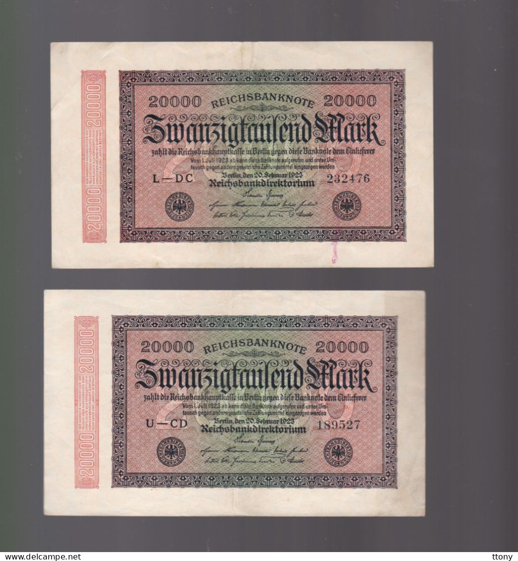 3 Billets  Allemagne    20000 Mark   Reichsbanknote  1923   République De Weimar - 20.000 Mark