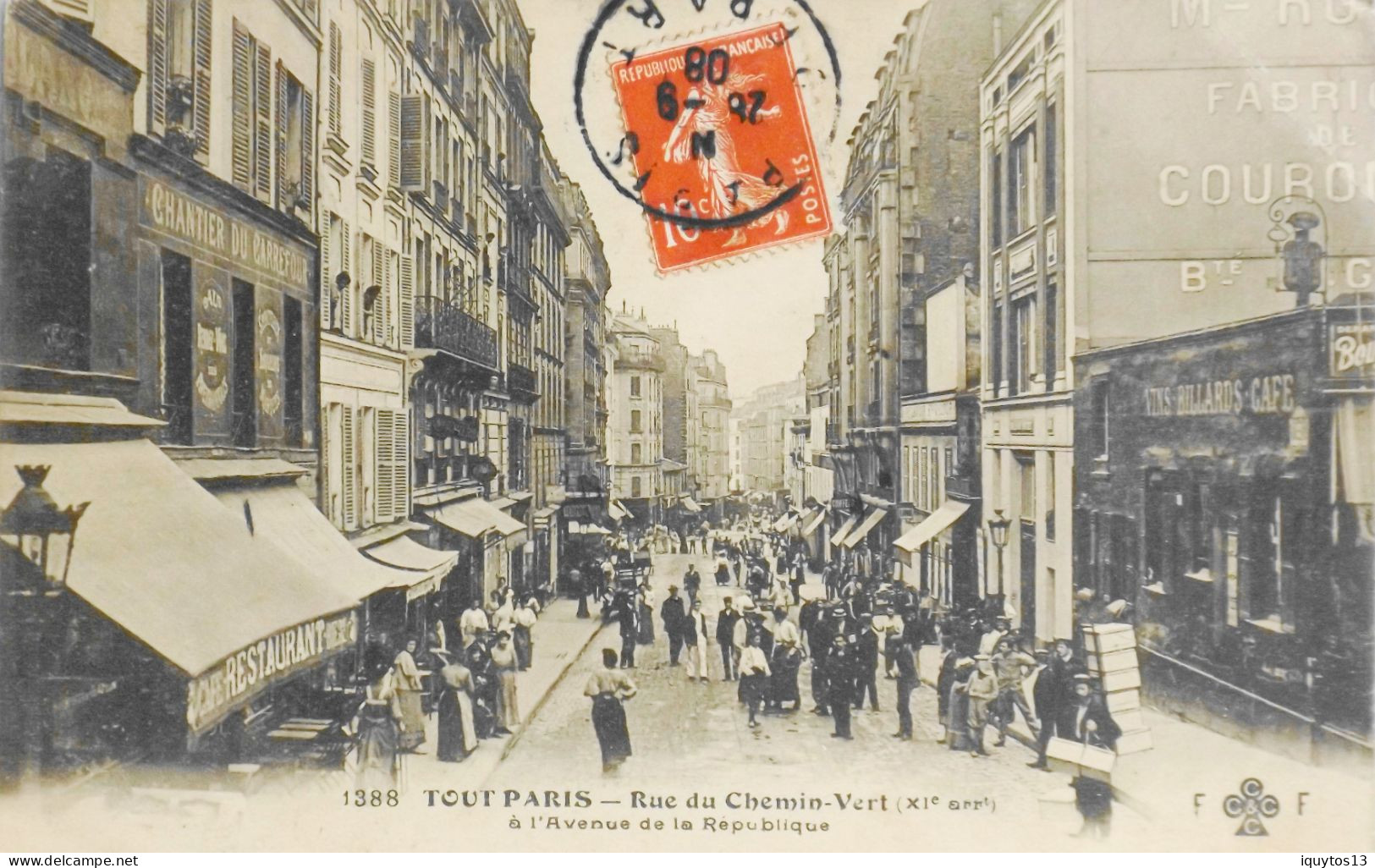 CPA. [75] > TOUT PARIS > N° 1388 - RUE DU CHEMIN VERT A L AVENUE DE LA REPUBLIQUE - (XIe Arrt.) - 1908 - Coll. F. Fleury - Paris (11)