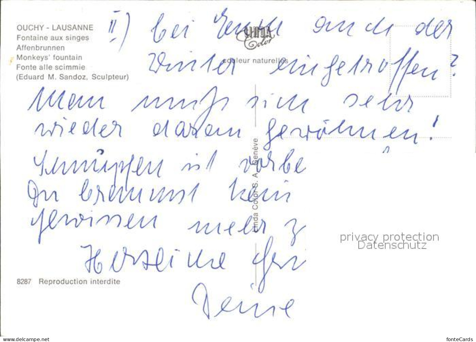 12610702 Ouchy Affenbrunnen Lausanne - Andere & Zonder Classificatie