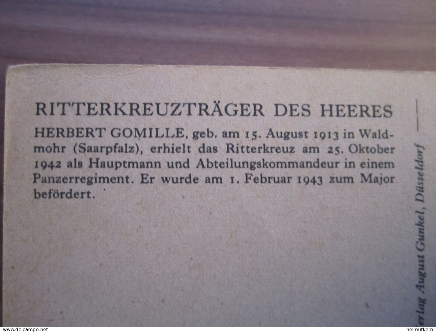 Ritterkreuzträger - Herbert Gomille - Zeichnung Prof. O. Graf München - 1939-45