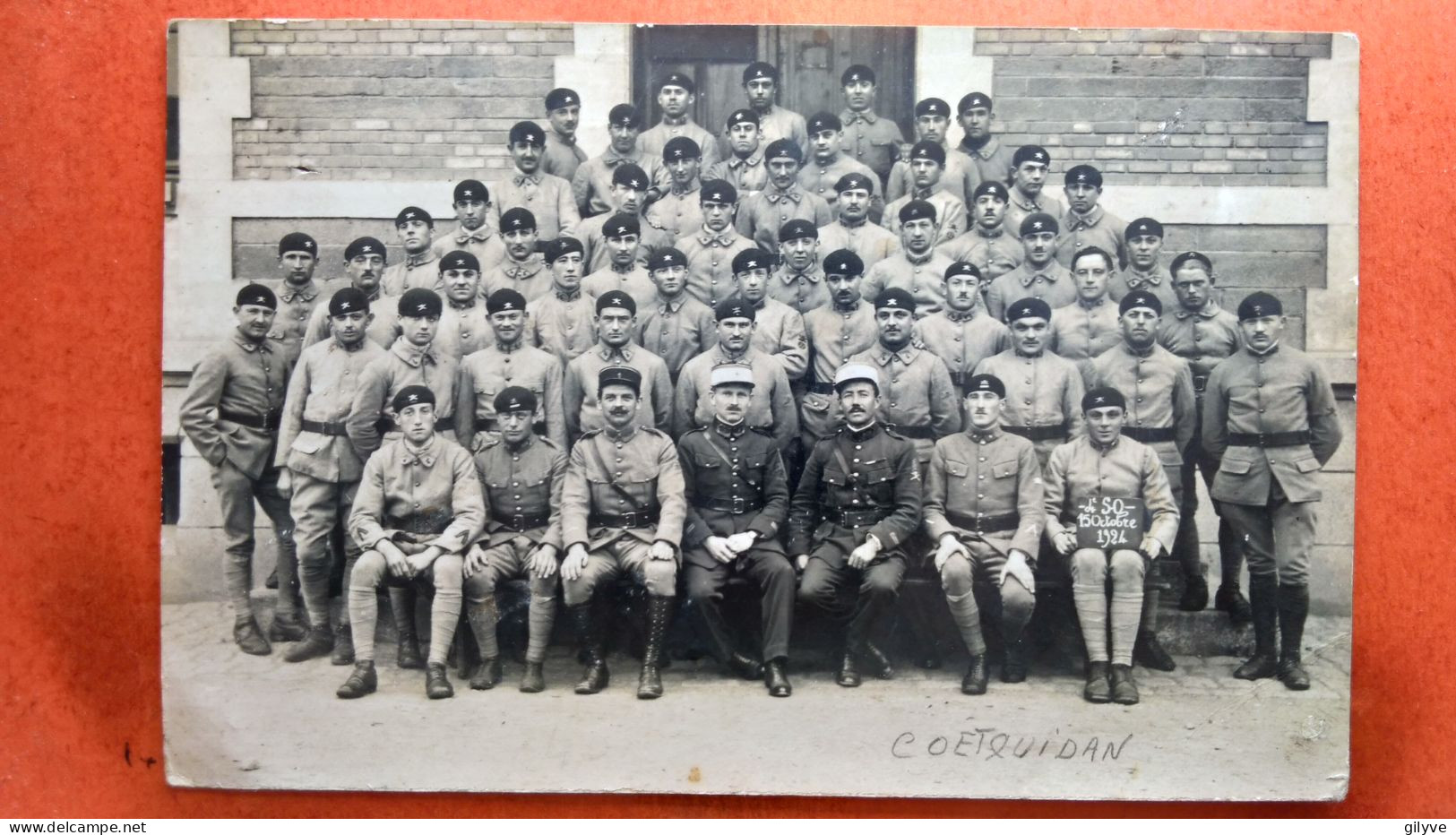 CPA Photo (56)  Coëtquidan. Souvenir De La 4éme S.O En 1924. Soldats.  (7A.368) - Regiments