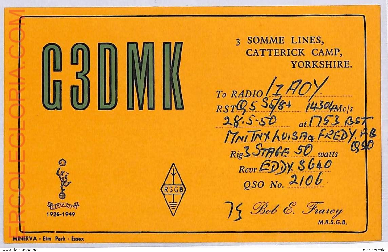 Ad9114 - GREAT BRITAIN - RADIO FREQUENCY CARD - 1950 - Radio