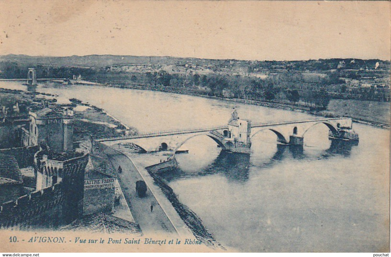 LE 1-(84) AVIGNON - VUE PRISE SUR LE PONT BENEZET ET LE RHONE - 2 SCANS - Avignon