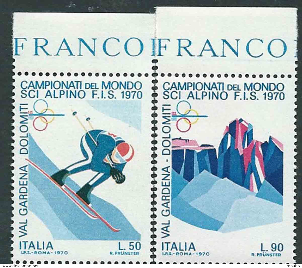 Italia 1970; Campionati Mondiali Di Sci Alpino, Serie Completa Di Bordo Superiore, - 1961-70: Nieuw/plakker