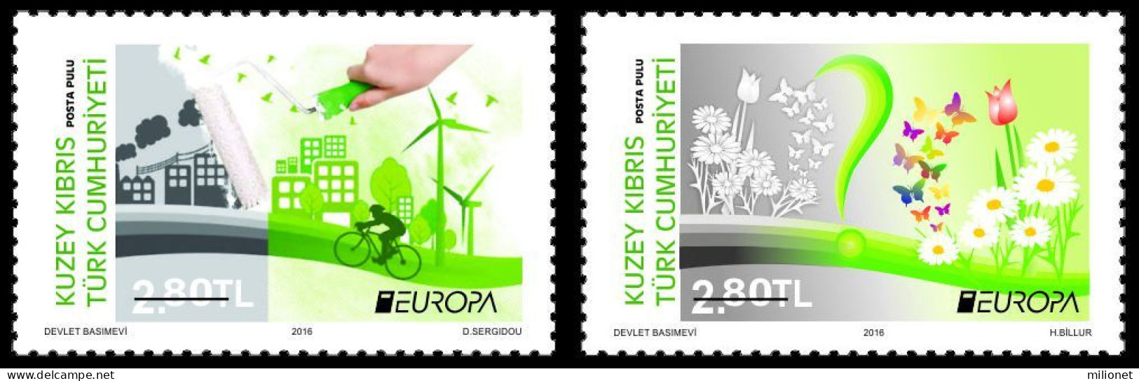 SALE!!! NORTHERN CYPRUS CHIPRE TURCO 2016 EUROPA CEPT Think Green 2 Stamps Set MNH ** - 2016