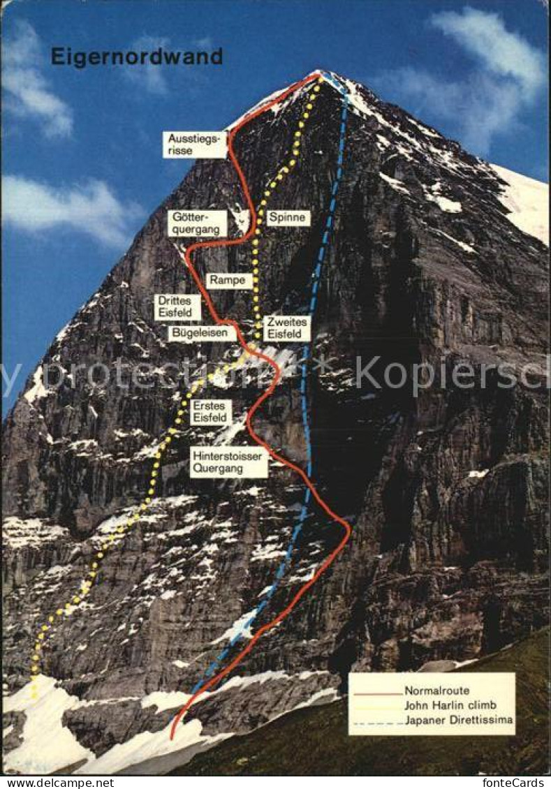 12608651 Eiger Grindelwald Eigernordwand Besteigungsrouten Eiger Grindelwald - Autres & Non Classés