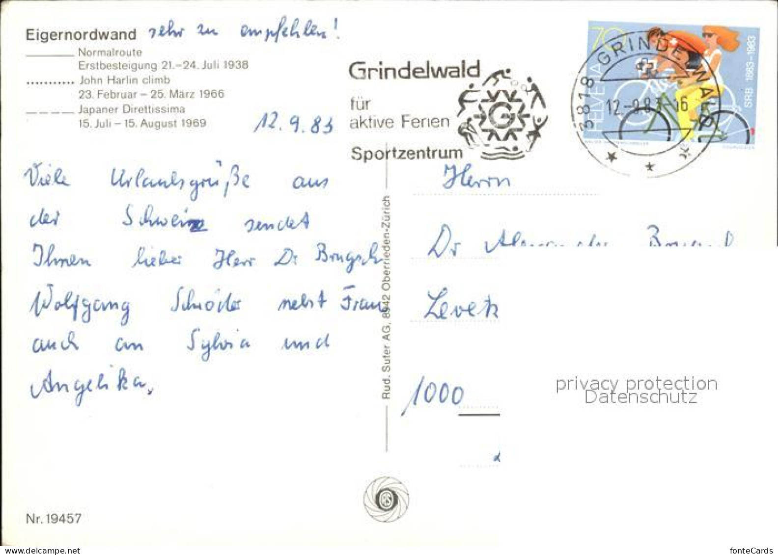 12608651 Eiger Grindelwald Eigernordwand Besteigungsrouten Eiger Grindelwald - Autres & Non Classés