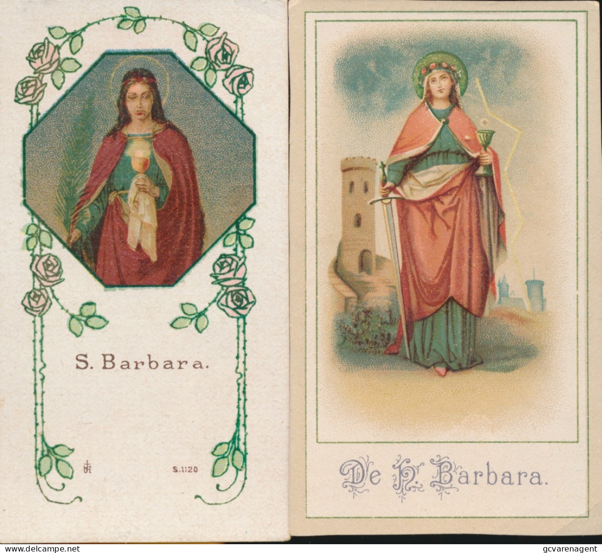 2 X S.BARBARA. =     + - 9 X 3 CM      2 SCANS - Devotion Images