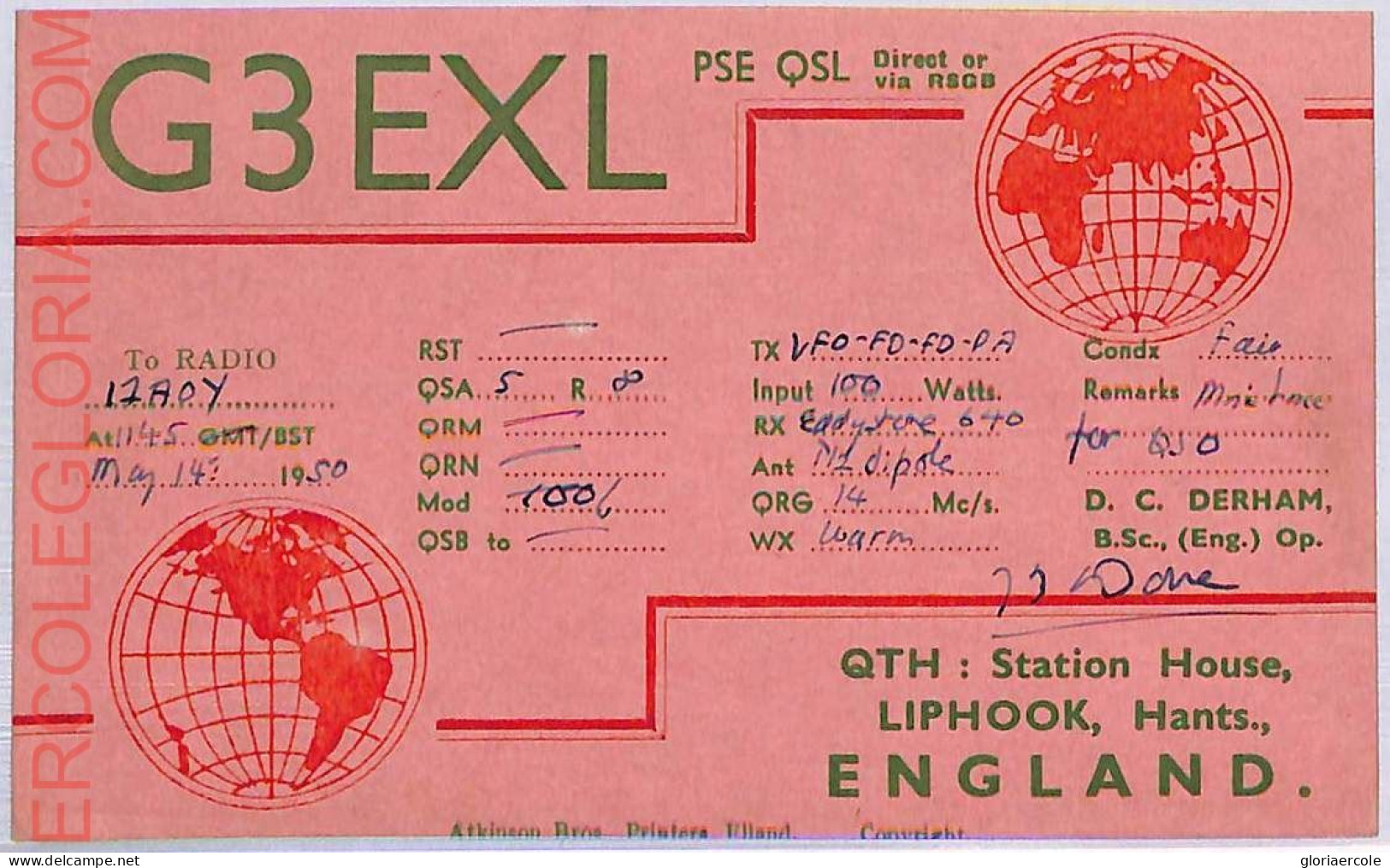 Ad9115 - GREAT BRITAIN - RADIO FREQUENCY CARD - England - 1950 - Radio