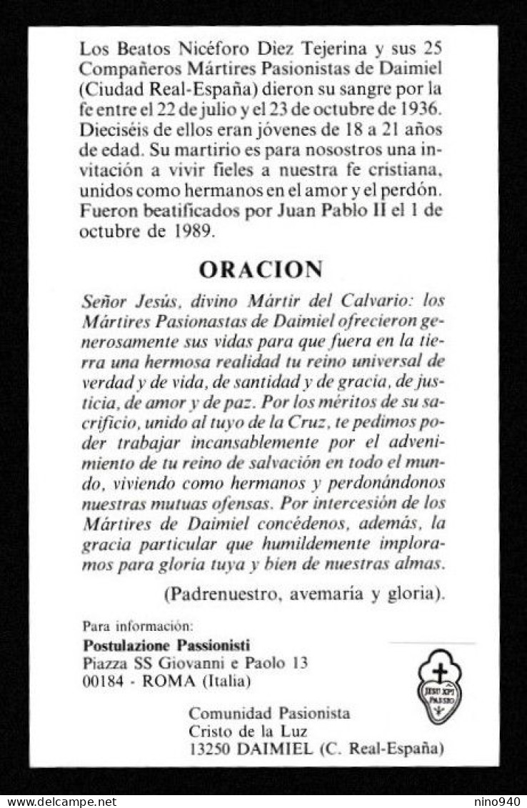 BEATI MARTIRI PASSIONISTI DI DAIMIEL - CON RELIQUIA - Mm. 70 X 110 - Religion & Esotericism