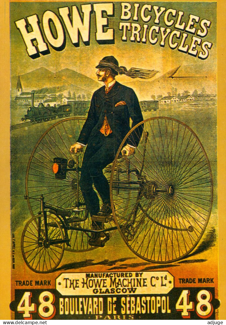 CPM- Affiche Publicité Cycles Bicycles Et Tricycles HOWE Glasgow Paris TBE - Reclame