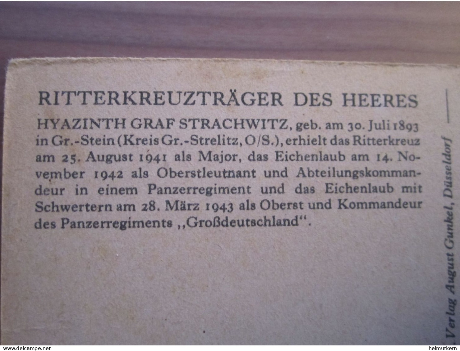 Ritterkreuzträger - Hyazinth Graf Strachwitz - Zeichnung Prof. O. Graf München - 1939-45