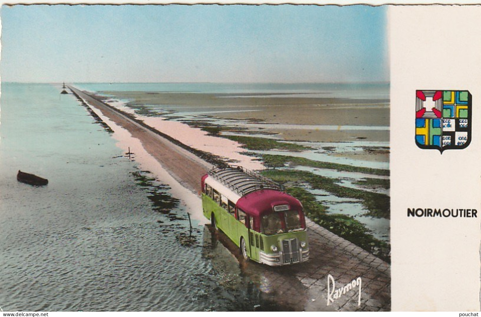 LE 5-(85) NOIRMOUTIER - LE  GOIS (GOA) , AVANT D' ETRE RECOUVERT PAR LA MER - AUTOBUS  CHAUSSON  - CARTE COULEURS - - Noirmoutier