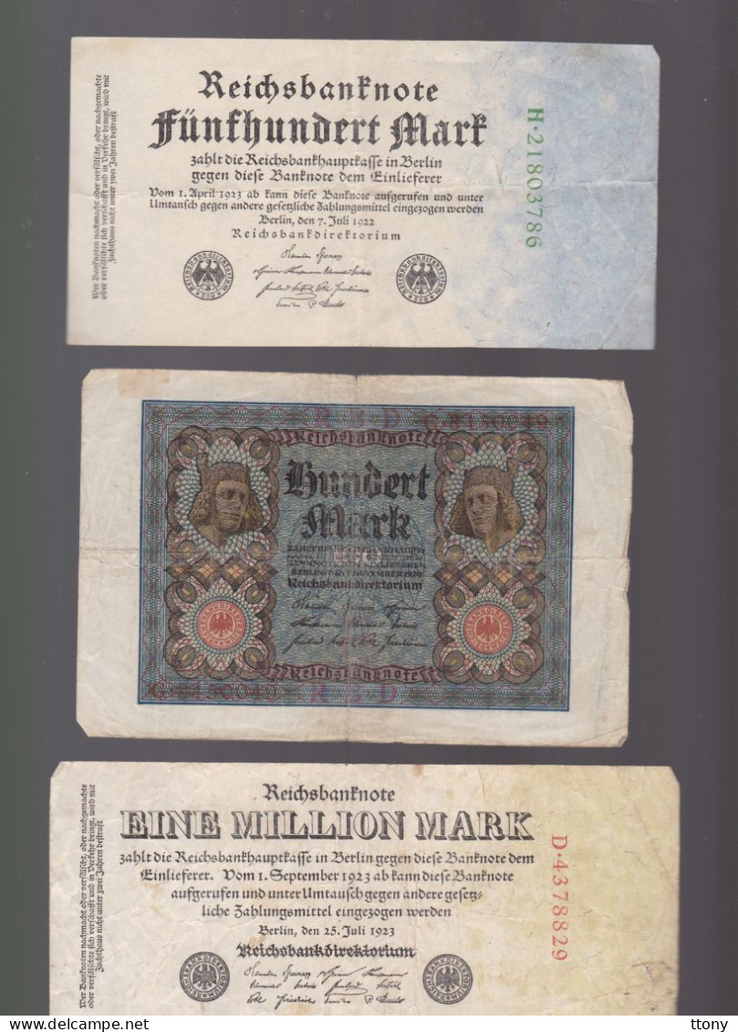 3 Billets  Allemagne  Eine Million Mark  Ect - Andere & Zonder Classificatie