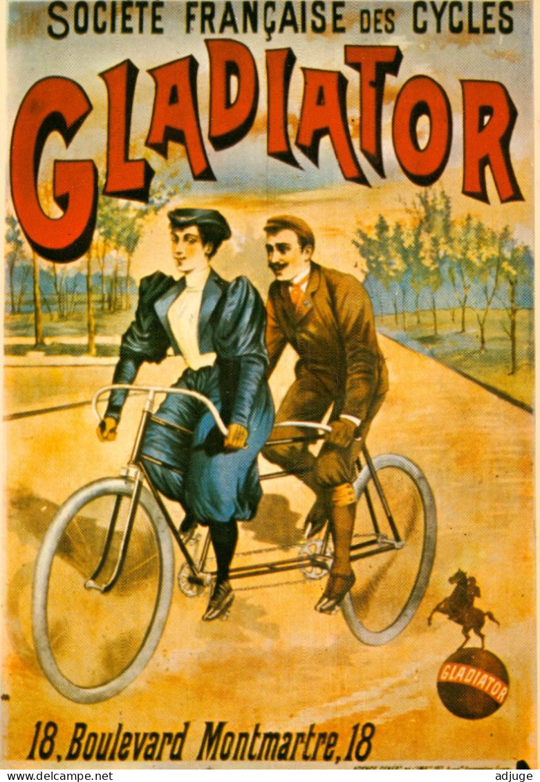 CPM- Affiche Publicité Cycles "GLADIATOR" Tamdem Couple Belle époque ** TBE - Reclame