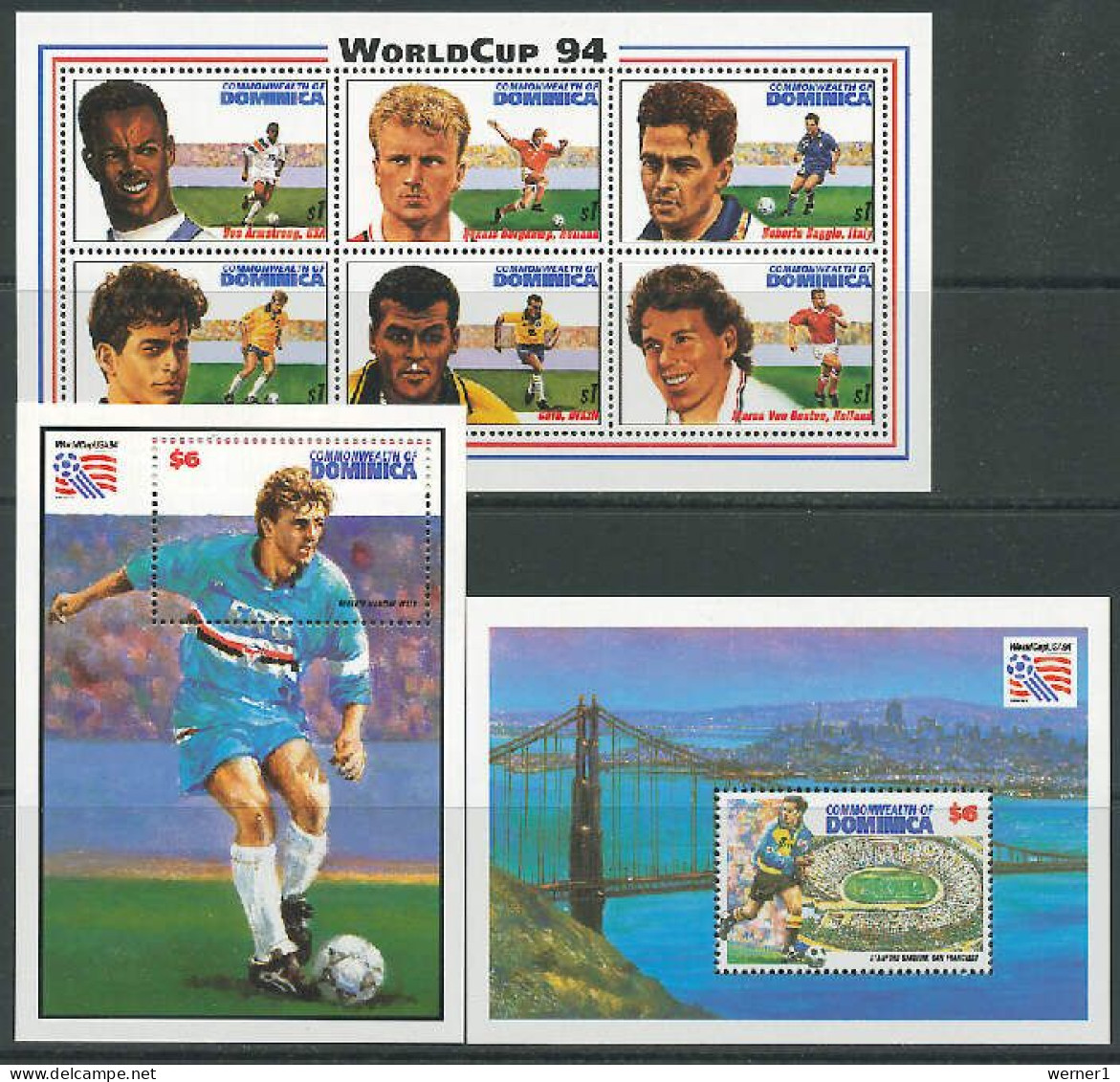 Dominica 1994 Football Soccer World Cup Sheetlet + 2 S/s MNH - 1994 – Stati Uniti