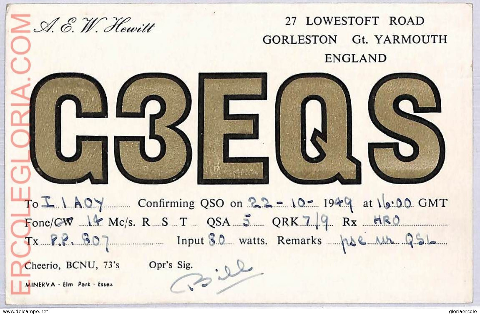 Ad9118 - GREAT BRITAIN - RADIO FREQUENCY CARD - England - 1949 - Radio