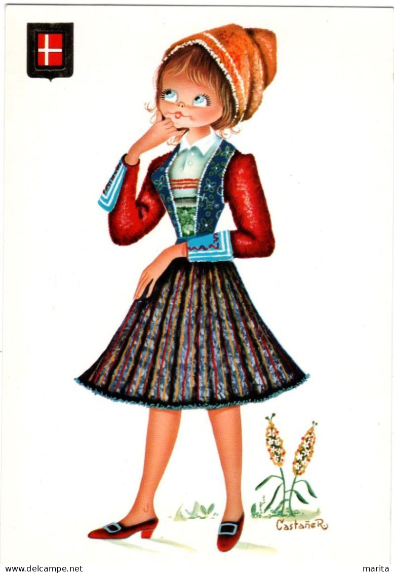 Enfant  -kind -child - Meisje Klederdracht  Denemarken - Costumes