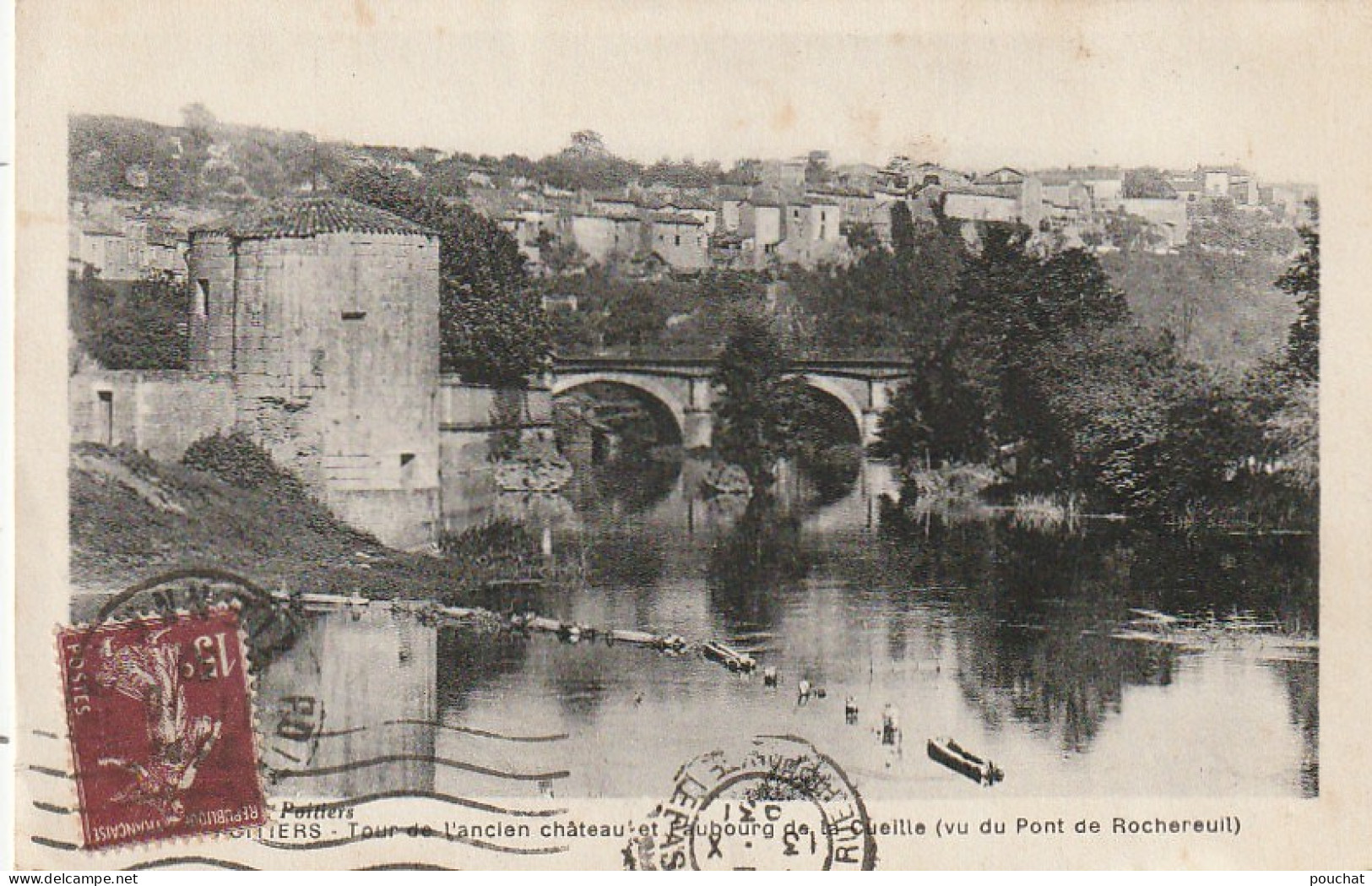 LE 10-(86) POITIERS - TOUR DE L'ANCIEN CHATEAU ET FAUBOURG DE LA  CUEILLE ( VUE DU PONT DE ROCHEREUIL )- 2 SCANS - Poitiers