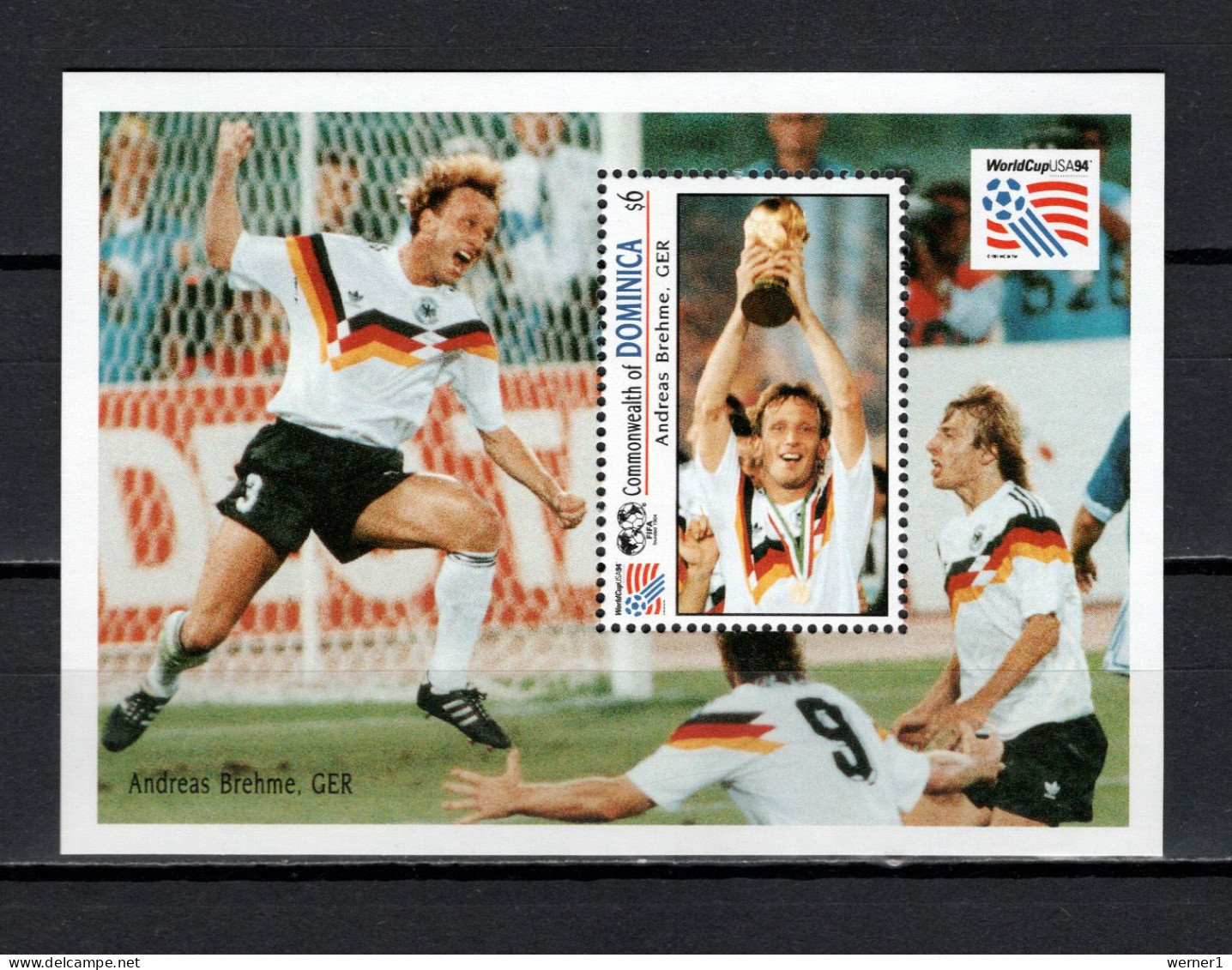 Dominica 1993 Football Soccer World Cup, Andreas Brehme S/s MNH - 1994 – Stati Uniti