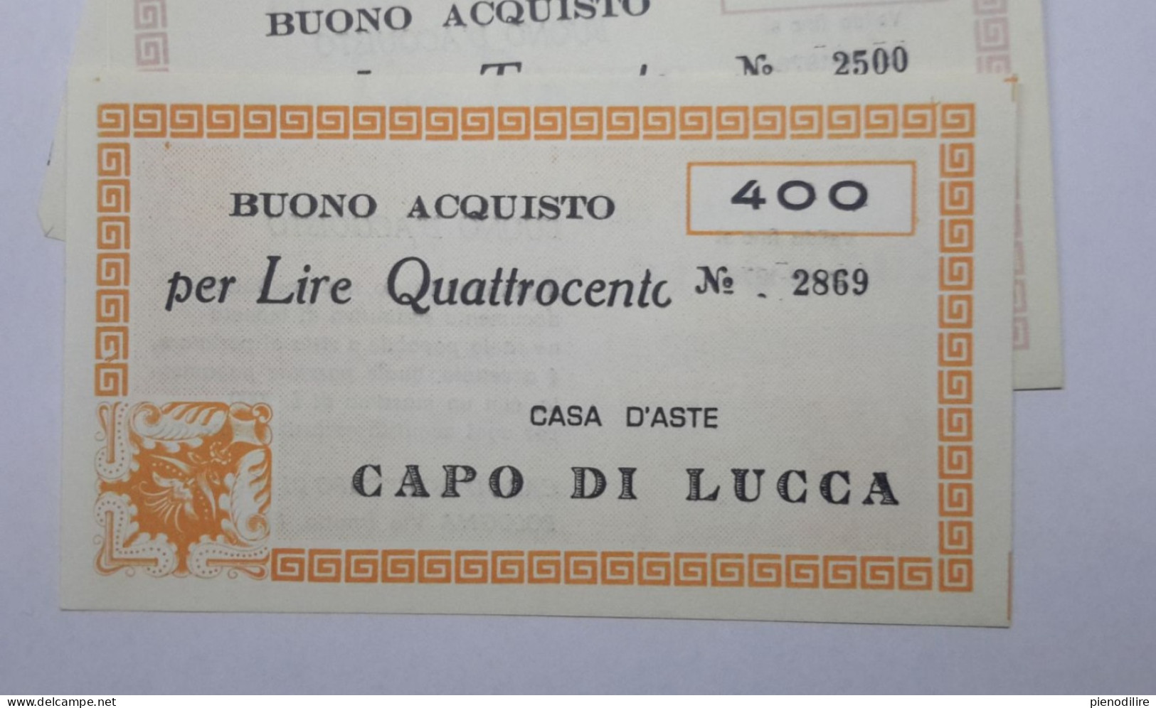 LOTTO 5Pz. 100 200 300 400 LIRE BUONI ACQUISTO CASA D'ASTE CAPO DI LUCCA VALIDO FINO AL 31.12.1976 (A.1) - [10] Checks And Mini-checks