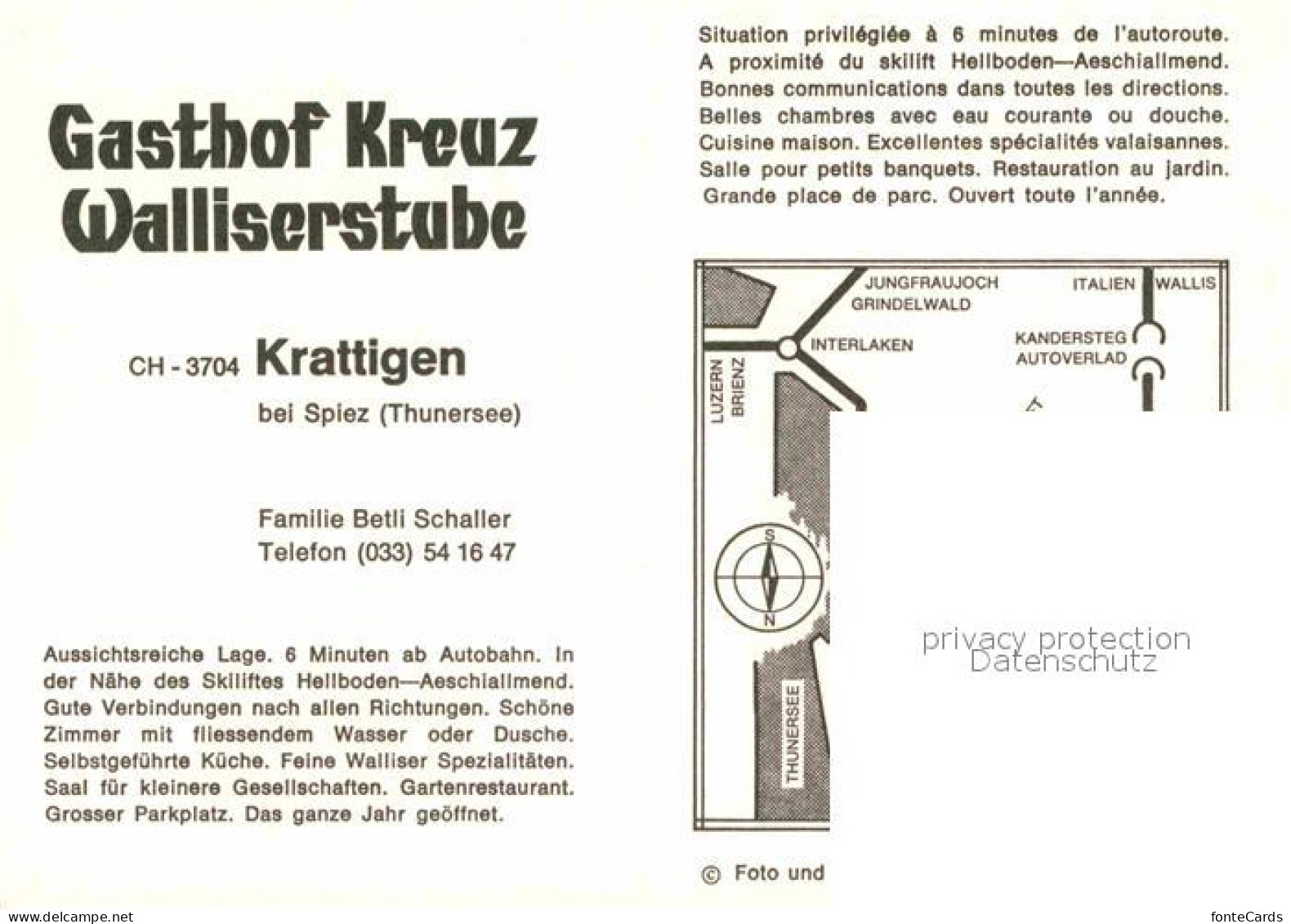 12603900 Krattigen Gasthaus Kreuz Walliserstube Krattigen - Otros & Sin Clasificación