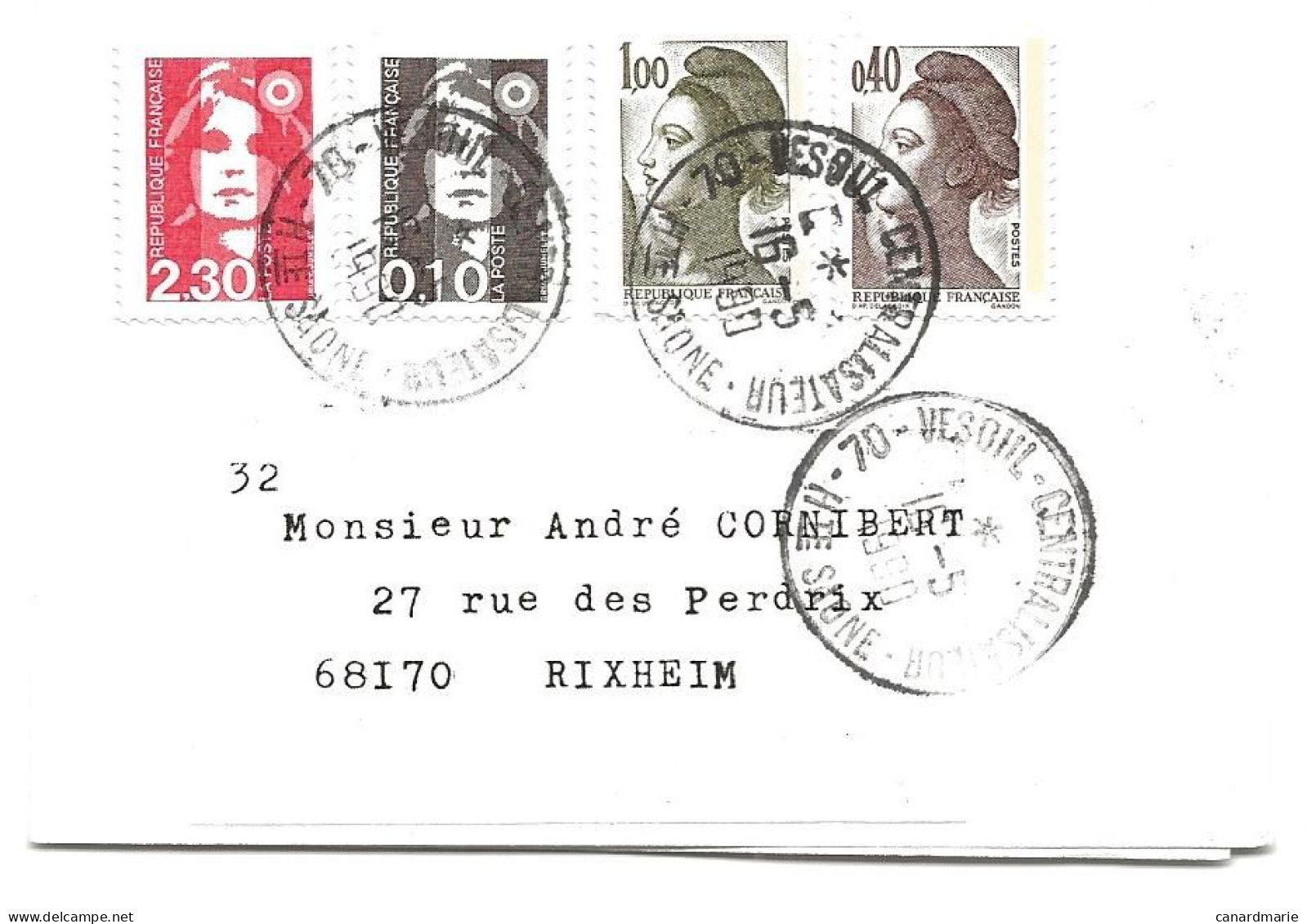 BANDE POUR JOURNAL 1990 AVEC 4 TIMBRES AUX TYPES MARIANNE DU BICENTENAIRE / LIBERTE - 1989-1996 Bicentenial Marianne