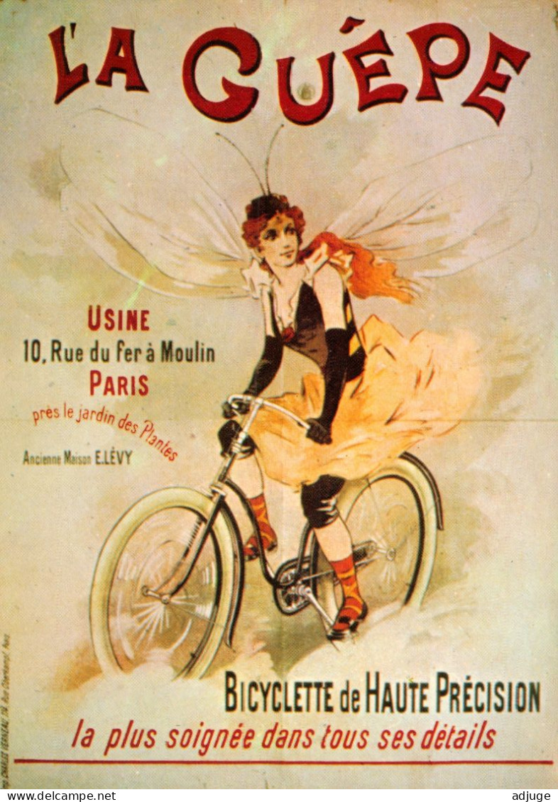 CPM- Affiche Publicité Cycles "LA GUÊPE" Bicyclette De Haute Précision, Paris, 10 Rue Du Fer à Moulin* TBE - Advertising