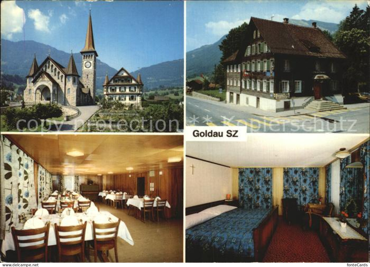 12603601 Goldau SZ Hotel Restaurant Roessli Kirche Goldau - Andere & Zonder Classificatie