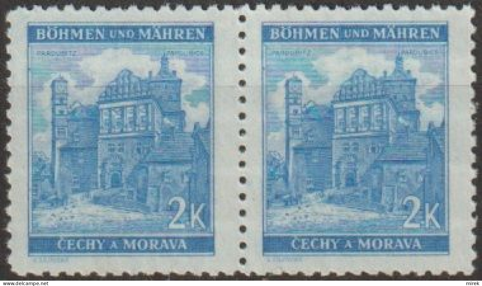042/ Pof. 59, Clear Blue (very Rare), Pair - Unused Stamps